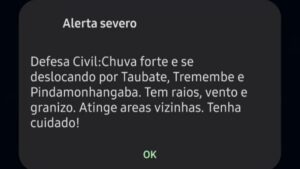 Defesa Civil emite alerta de temporal com granizo para Taubaté, Tremembé e Pindamonhangaba
