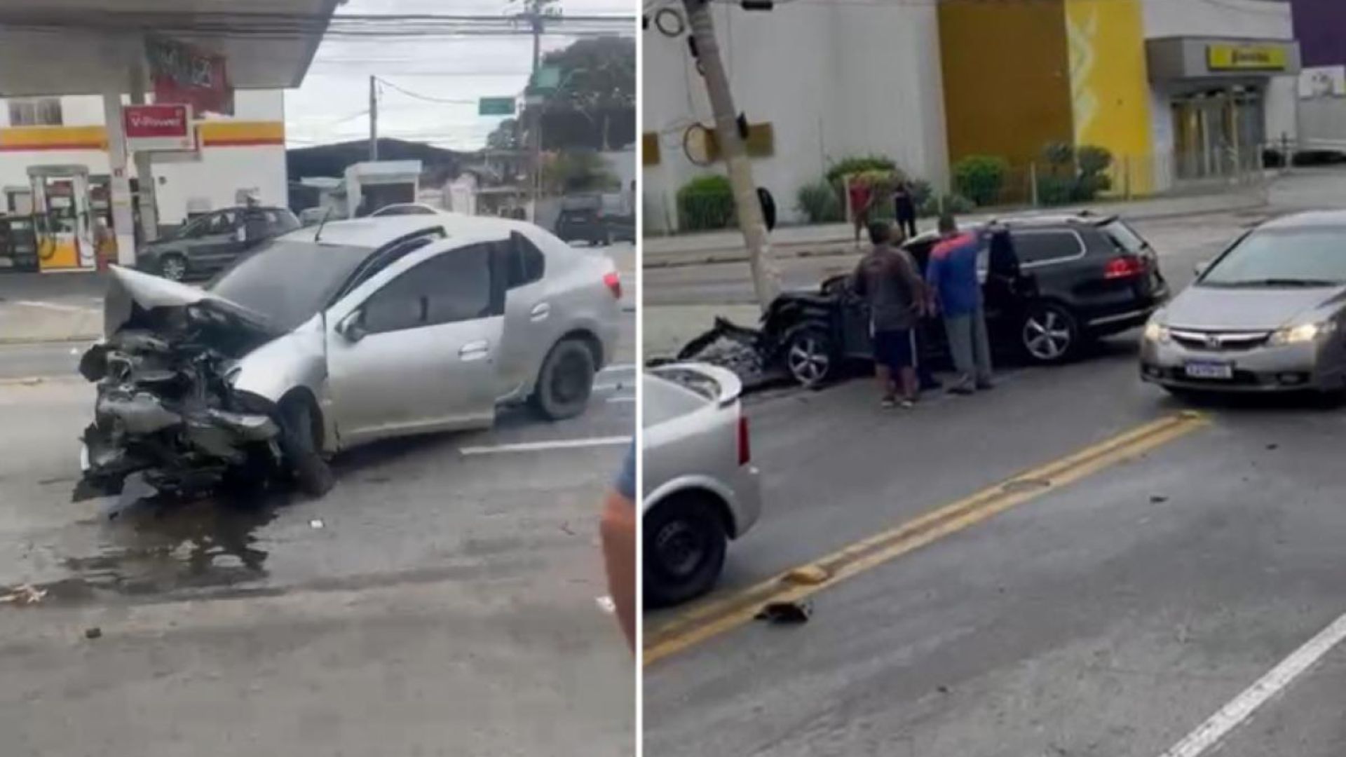 Colisão entre dois carros na avenida Juscelino Kubitscheck, em São José
