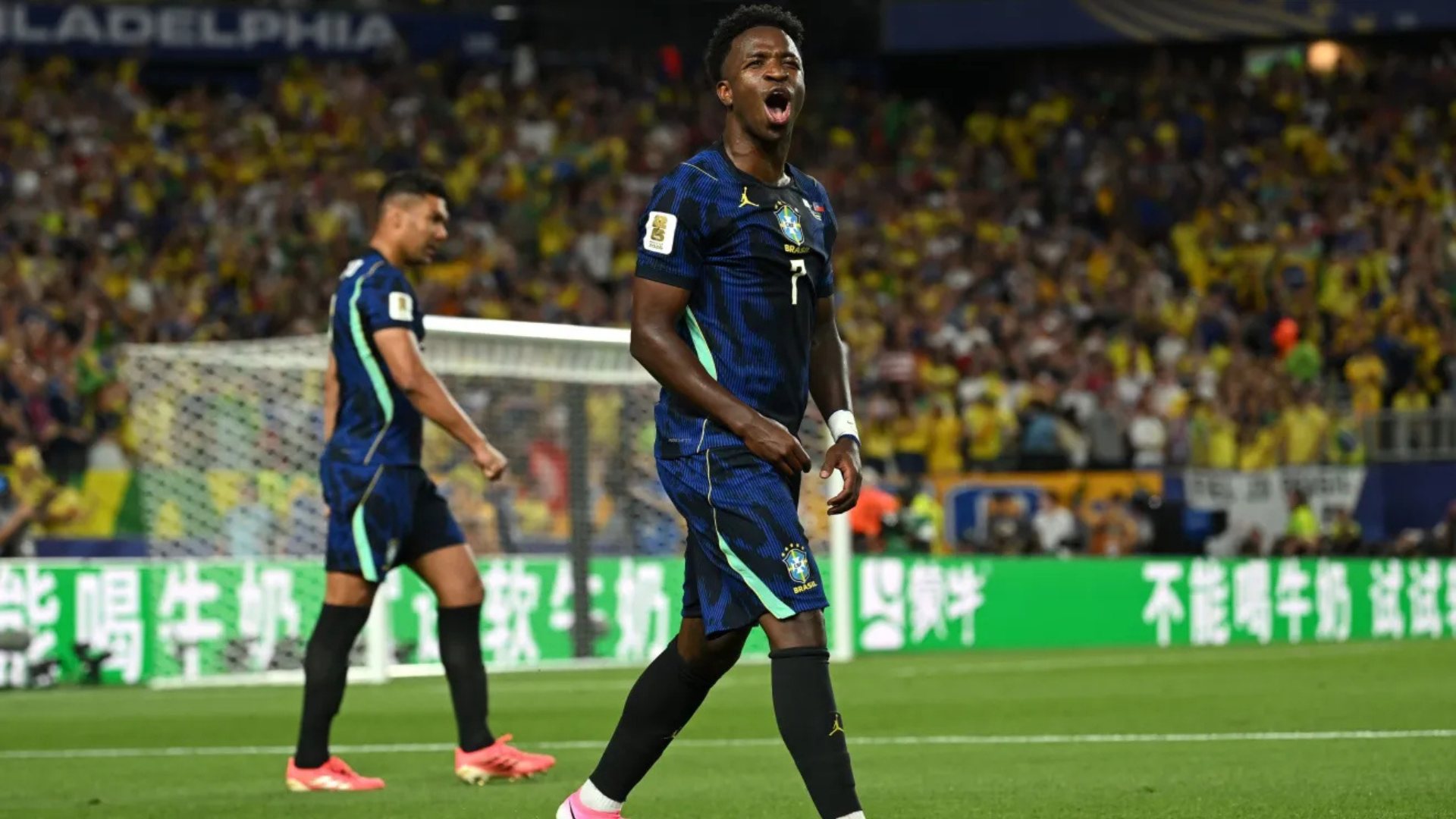 Vini Jr. marcou o terceiro gol da Seleção Brasileira contra o Haiti • Shaun Botterill - FIFA/FIFA via Getty Images