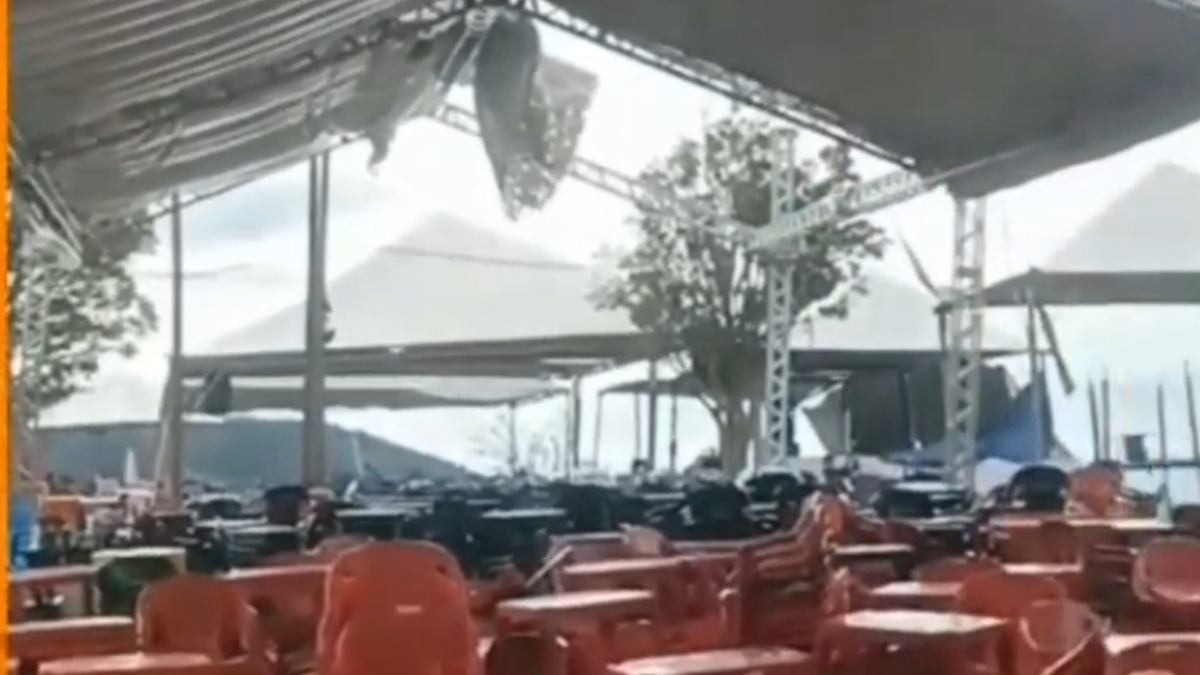 vendaval destrói estrutura de festival da truta em guara