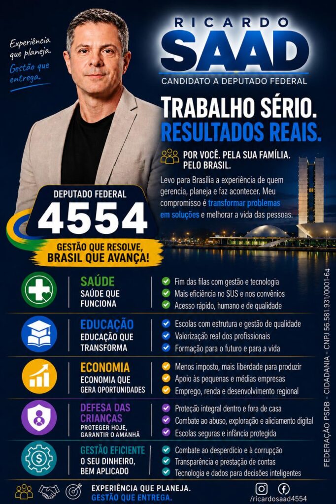 Eleição 2026 no Vale: Conheça Ricardo Saad, Candidato a Deputado Federal Propostas Ricardo Saad