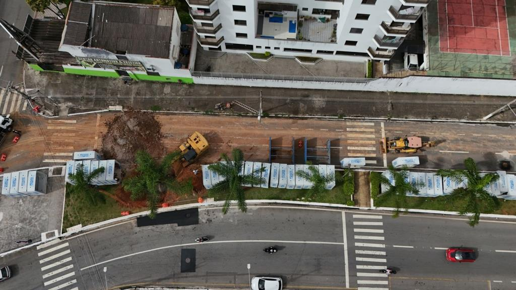 vista aérea da avenida do povo taubaté obras