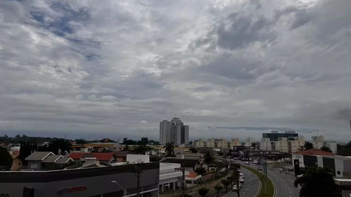 Inmet emite alerta amarelo de tempestade com rajadas de vento e granizo para o Vale do Paraíba e Litoral Norte previsão do tempo, céu nublado taubaté